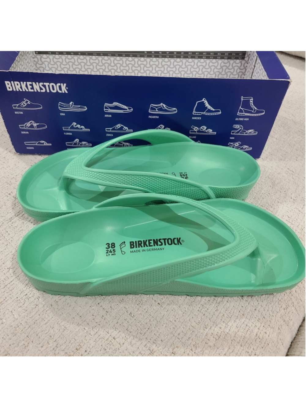 NEW Birkenstock Honolulu EVA Sandal Flip Flop Bold Jade Womens Normal Width Sz 7 - Picture 2 of 9